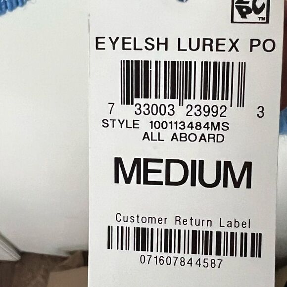 Alfani Blue/Silver Long Sleeve Boho Chunky Knit Mock-Neck Metallic Sweater - Picture 9 of 10